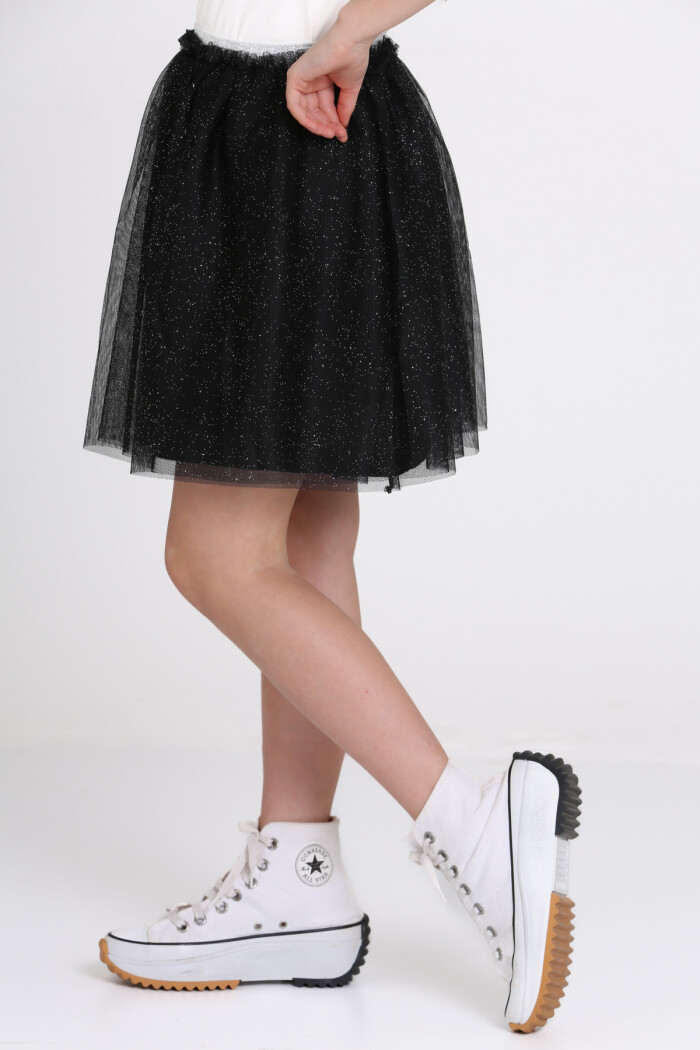 Siyah Simli Tüllü 4-13 Yaş Etek - 81408-4