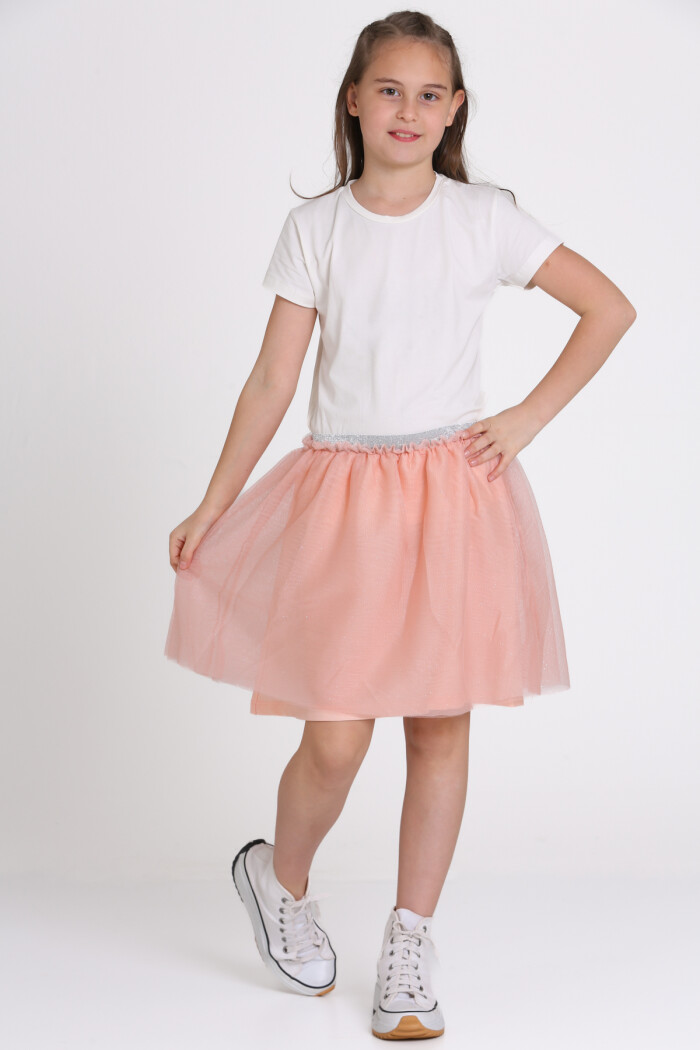 Somon Simli Tüllü 4-13 Yaş Etek - 81408-5