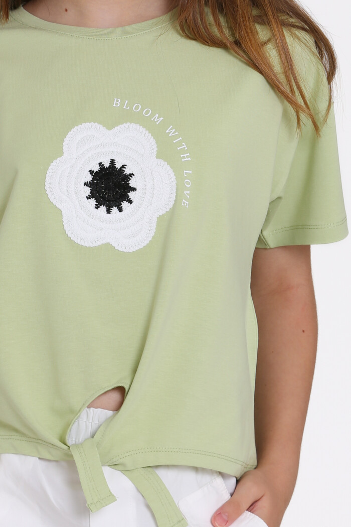 Yeşil Bloom With Love Baskılı 5-13 Yaş Tişört - 2520-2