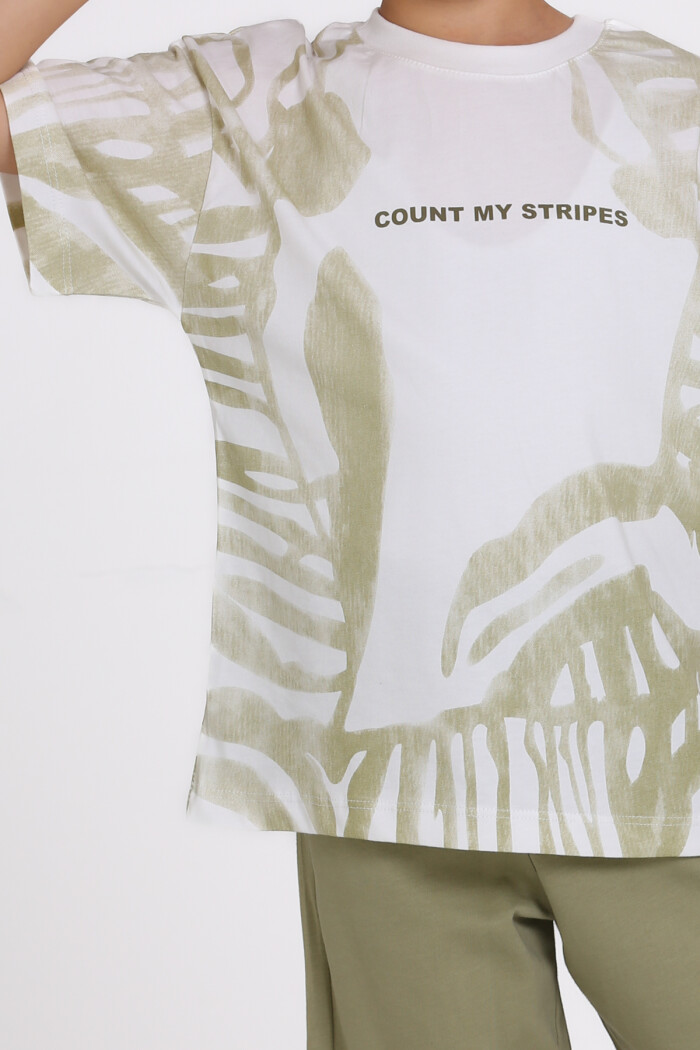 Yeşil Count My Stripes Baskılı 5-9 Yaş Takım - 2505-5