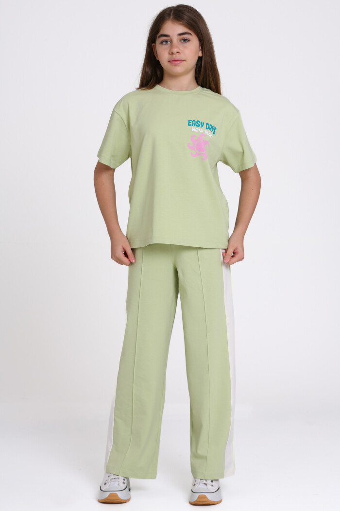 Yeşil Easy Days New Vibe Baskılı 8-12 Yaş Takım - 2545-5
