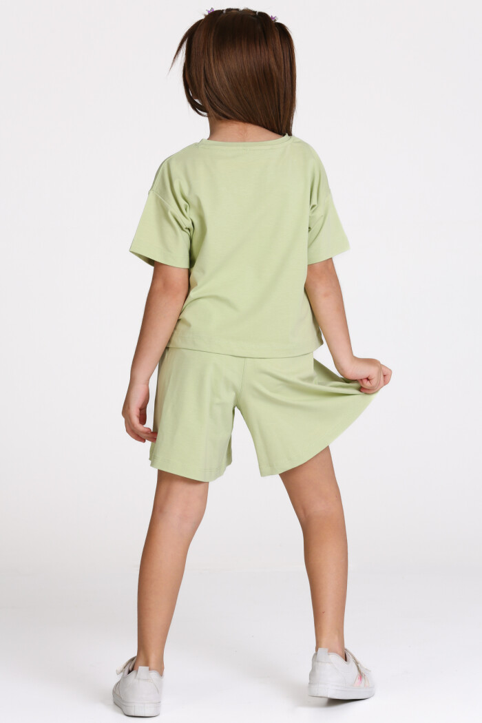 Yeşil Flower Power Baskılı 3-7 Yaş Takım - 2510-6