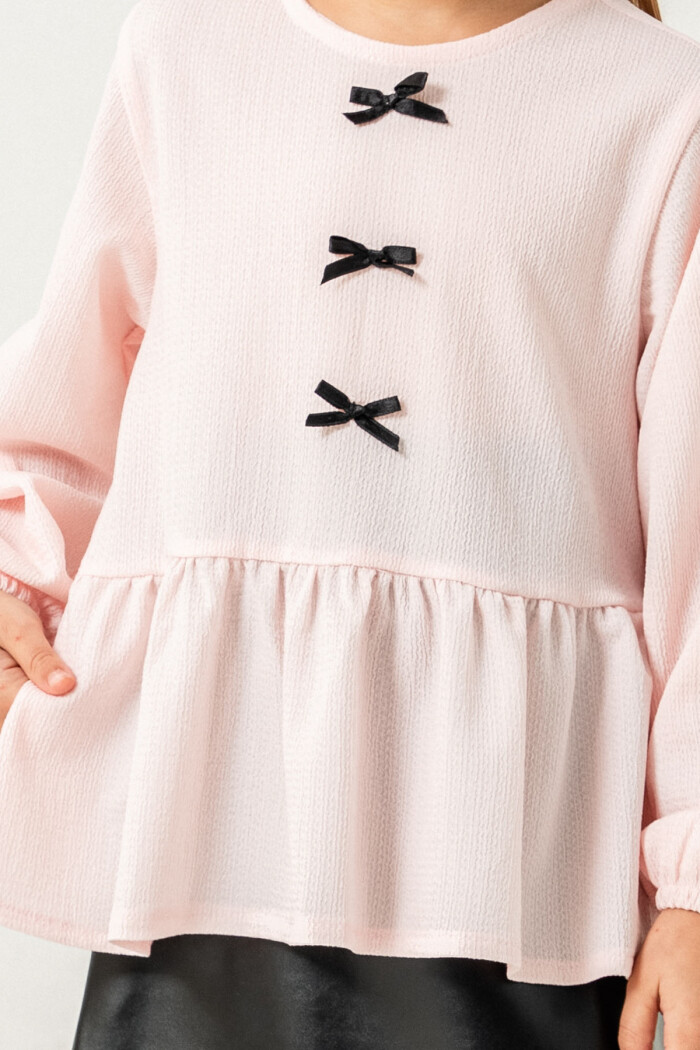 Deri Etekli Kız Çocuk Badili Takım 3-7 Yaş Pembe- 3751-2