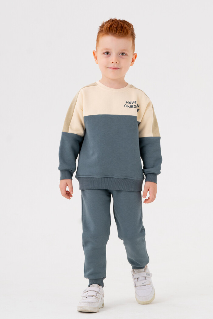 Erkek Bebek İndigo Bisiklet Yaka Parçalı 1-5 Yaş Takım 3605-1