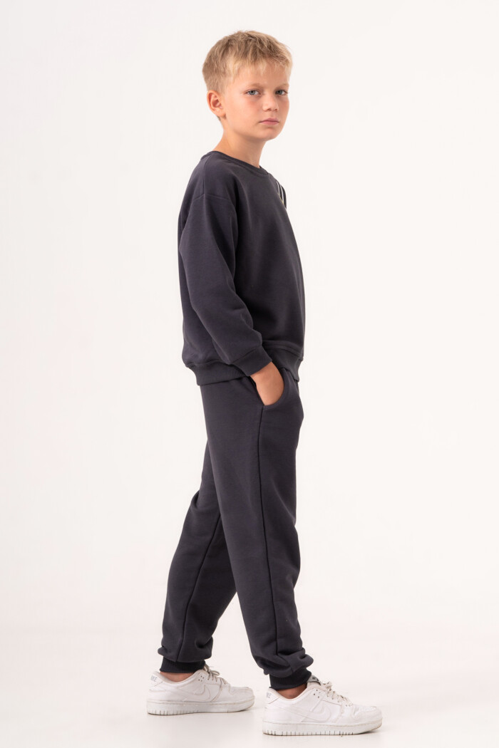 Erkek Çocuk Füme Bisiklet Yaka Baskılı 5-9 Yaş Takım - 3572-1