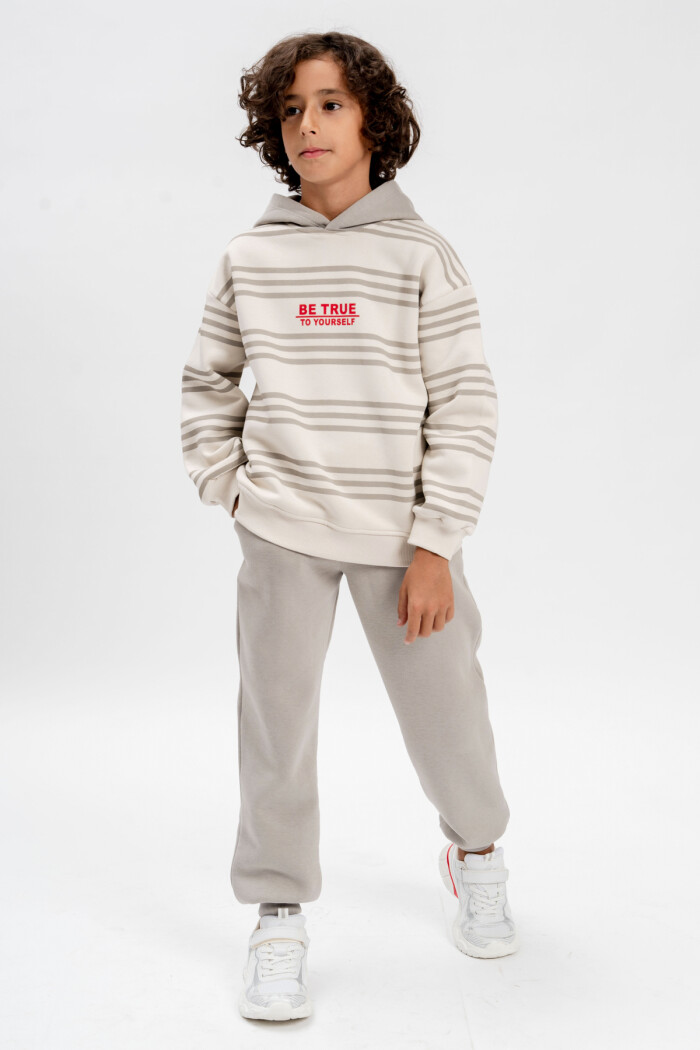 Erkek Çocuk Gri Çizgili 5-9 Yaş Takım - 3591-4