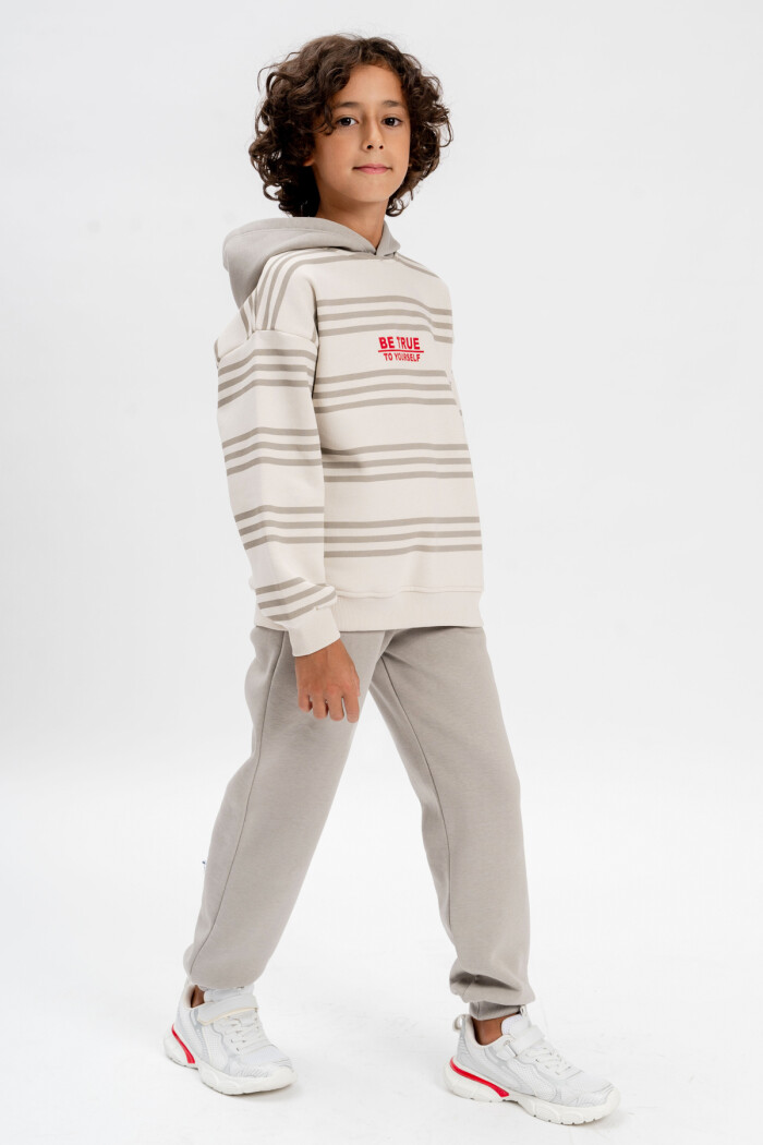 Erkek Çocuk Gri Çizgili 5-9 Yaş Takım - 3591-4