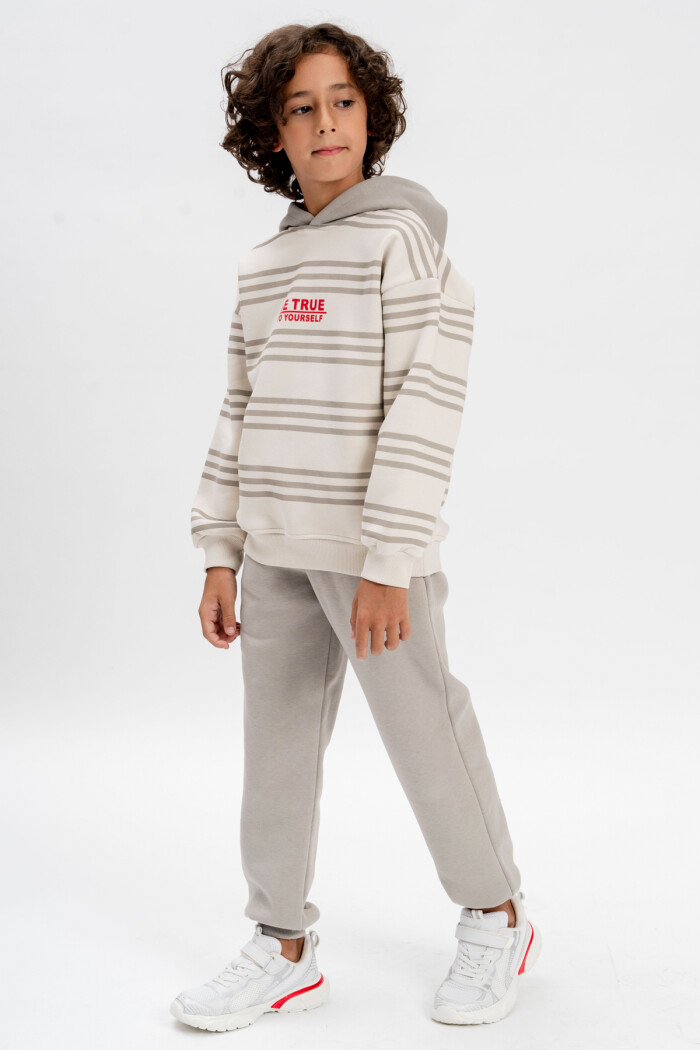 Erkek Çocuk Gri Çizgili 5-9 Yaş Takım - 3591-4