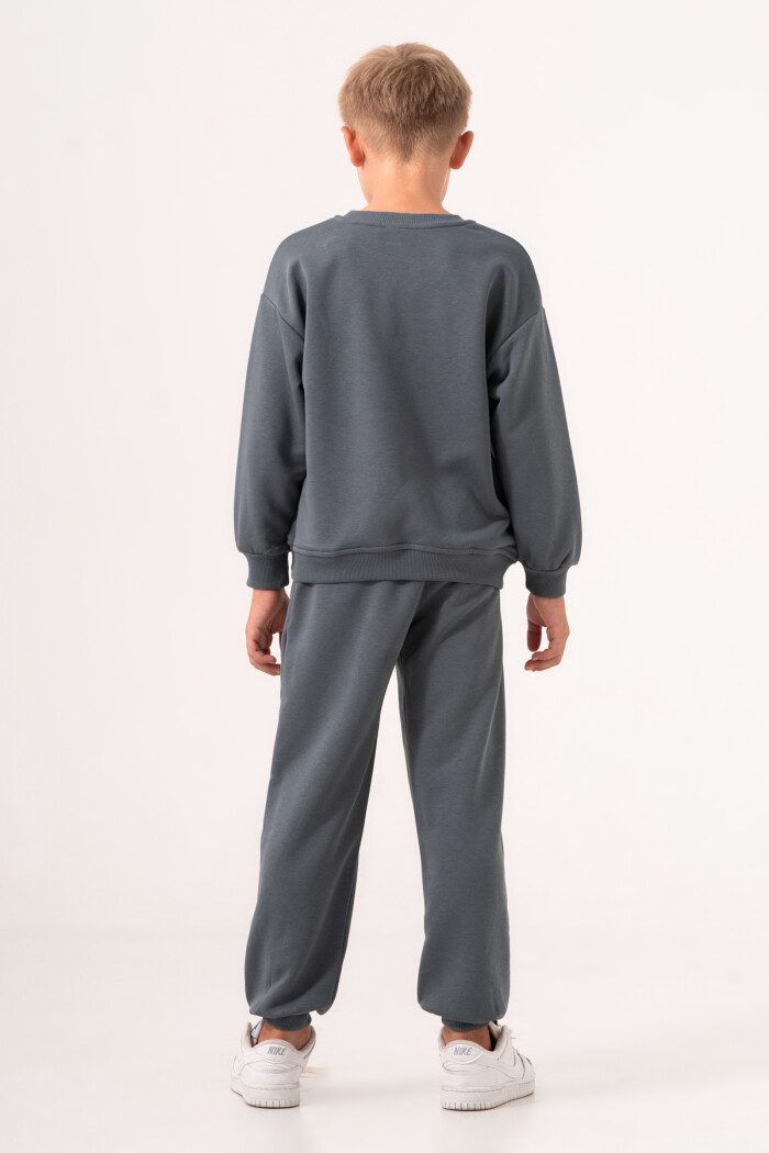 Erkek Çocuk İndigo Bisiklet Yaka Baskılı 5-9 Yaş Takım - 3572-2