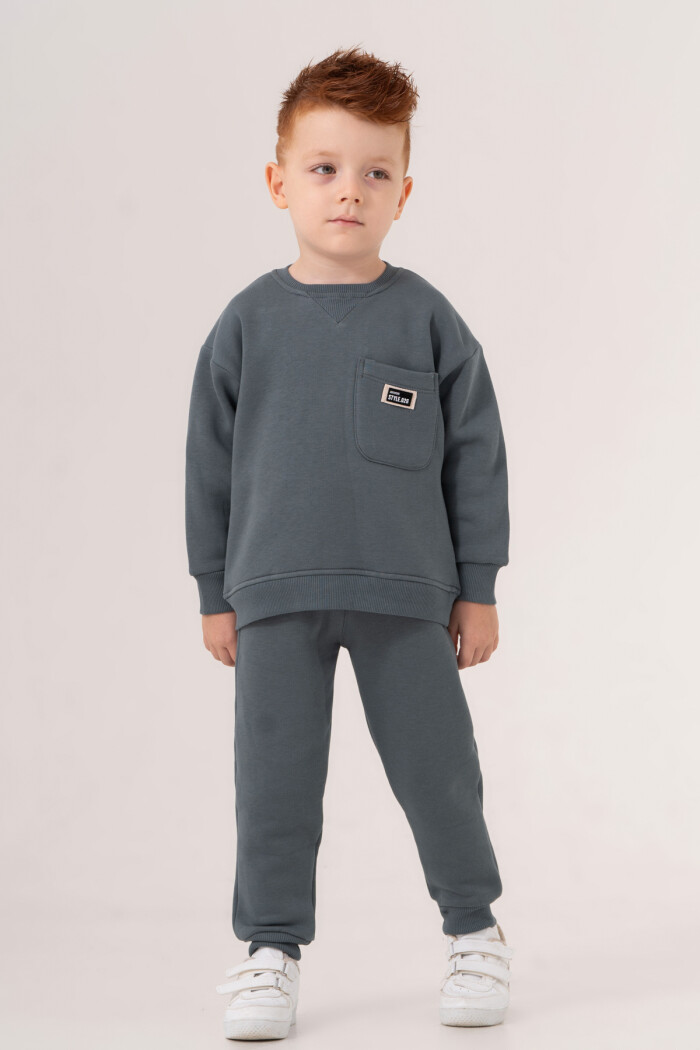 Erkek Çocuk İndigo Cepli Bisiklet Yaka 1-5 Yaş Takım - 3575-1