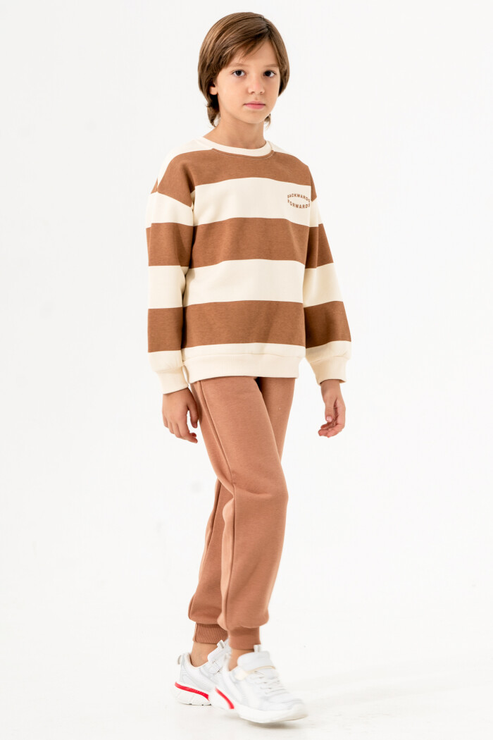 Erkek Çocuk Kahve Bisiklet Yaka 5-9 Yaş Takım - 3590-3