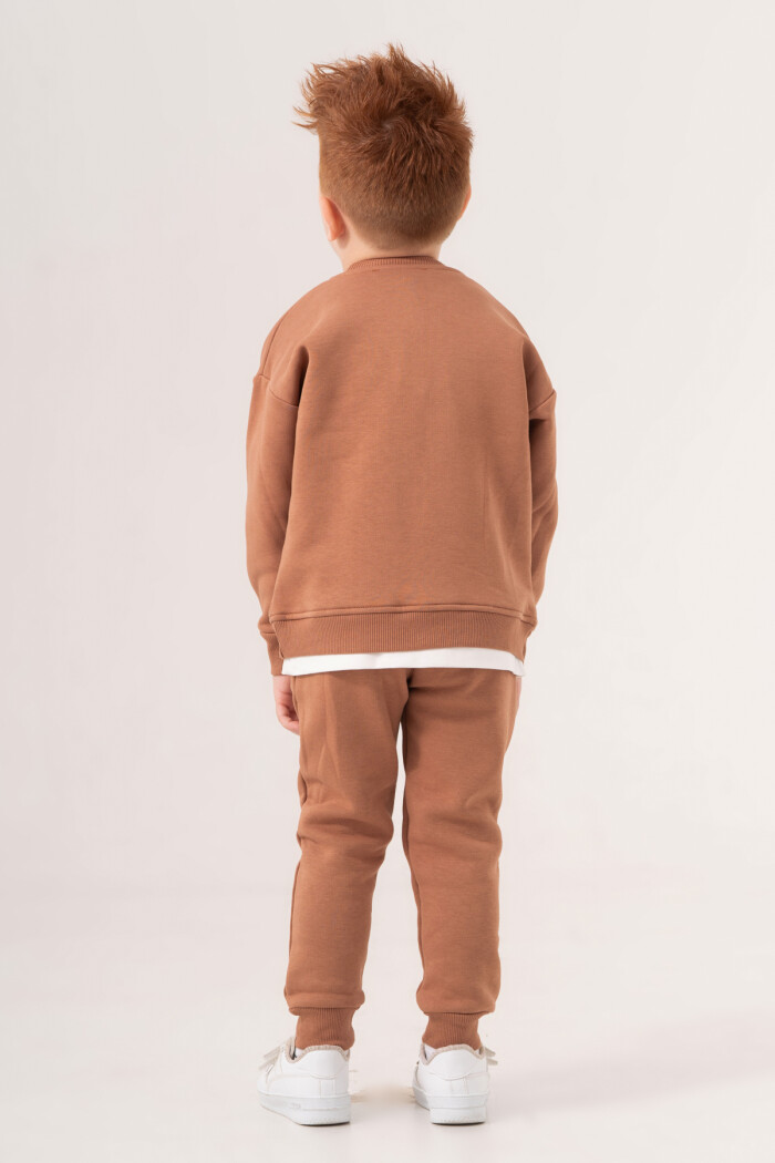 Erkek Çocuk Kahve Cepli Bisiklet Yaka 1-5 Yaş Takım - 3575-3