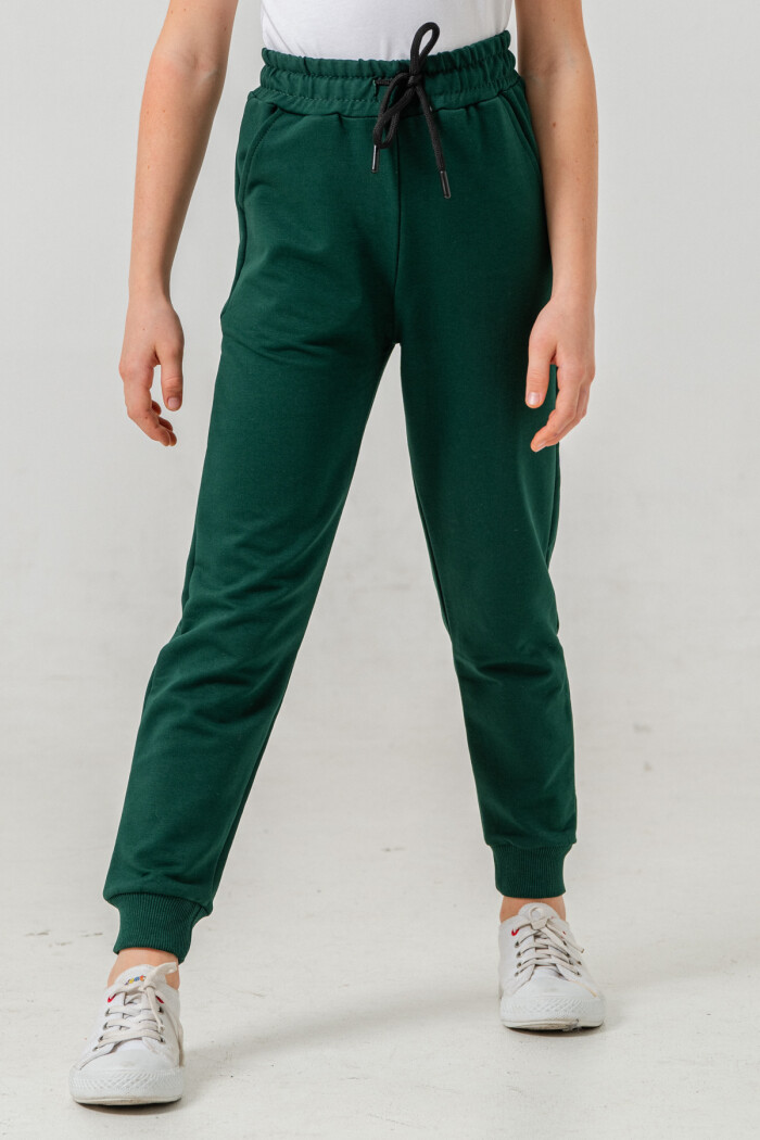 Erkek Çocuk Koyu Yeşil Beli Lastikli 7-13 Yaş Jogger Eşofman Alt - 65134-3