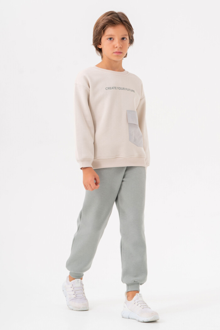 Erkek Çocuk Su Yeşili Bisiklet Yaka Cepli 5-9 Yaş Takım - 3596-1