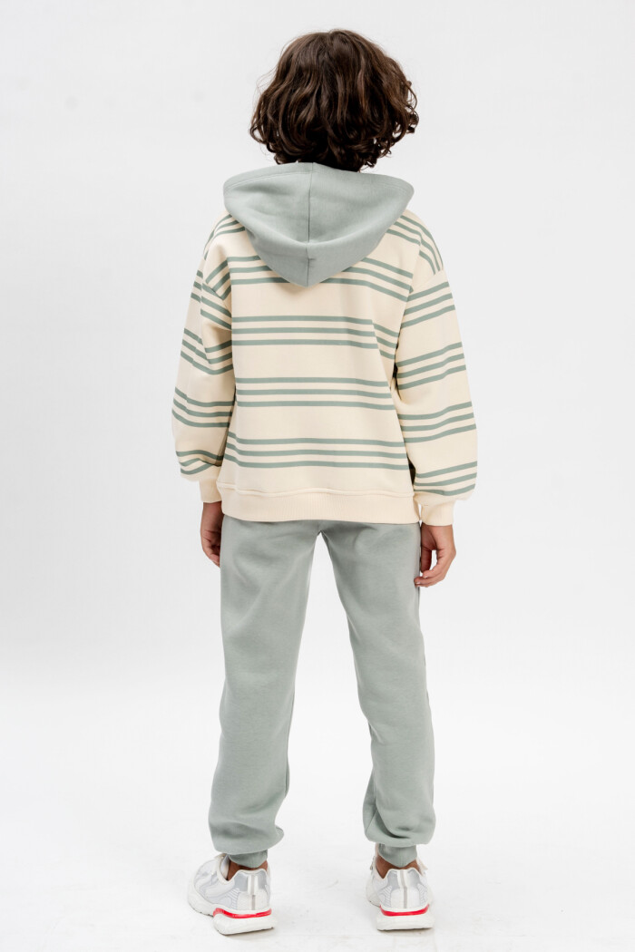 Erkek Çocuk Su Yeşili Çizgili 5-9 Yaş Takım - 3591-3