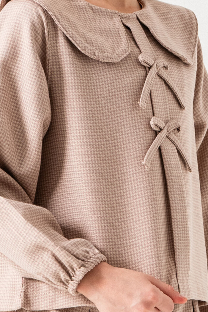 Kazayağı Desenli Kız Çocuk Etekli Takım 3-7 Yaş Gül 3737-3