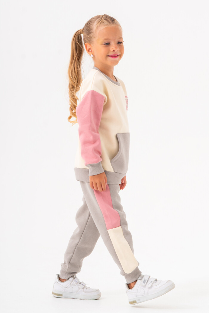 Kız Bebek Gri Kanguru Cepli 1-5 Yaş Takım - 3603-2