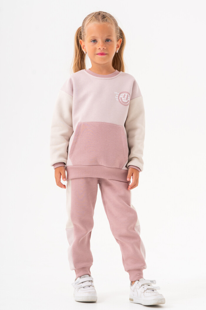 Kız Bebek Gül Kurusu Kanguru Cepli 1-5 Yaş Takım - 3603-4