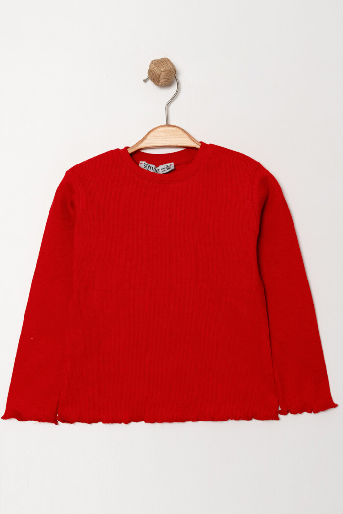 Kız Bebek Kırmızı Kol ve Etek Dikişli 1-5 Yaş Sweatshirt - 3545-4