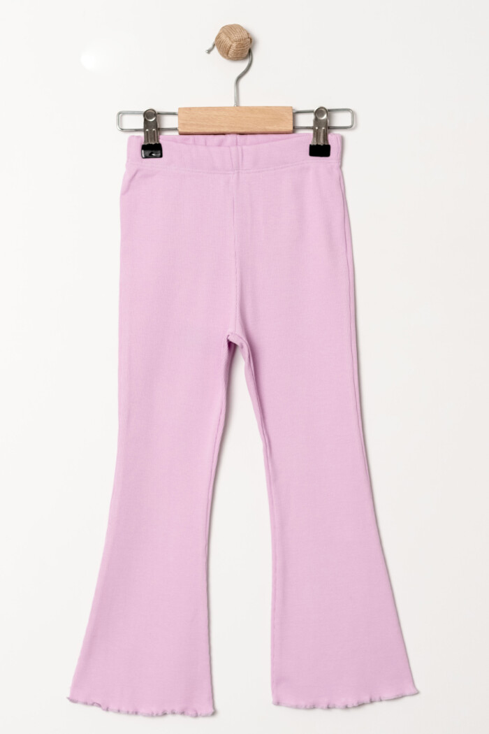 Kız Bebek Lila Fitilli Kumaş Geniş Paça 1-5 Yaş Tayt 3540-4