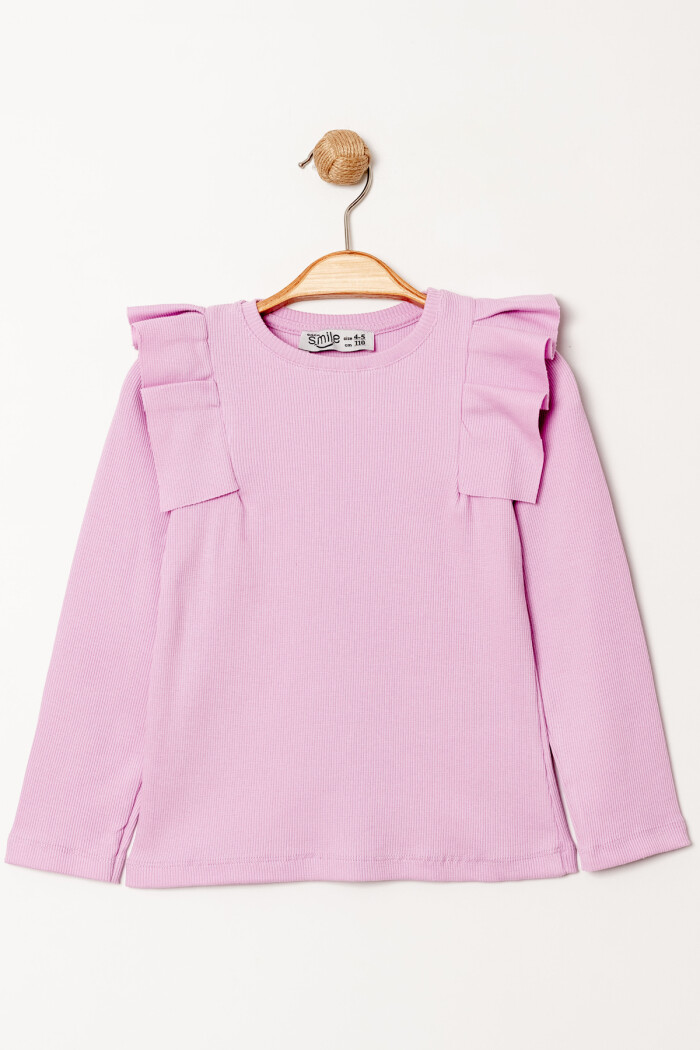 Kız Bebek Lila Omuz Fırfırlı 1-5 Yaş Sweatshirt - 3543-5