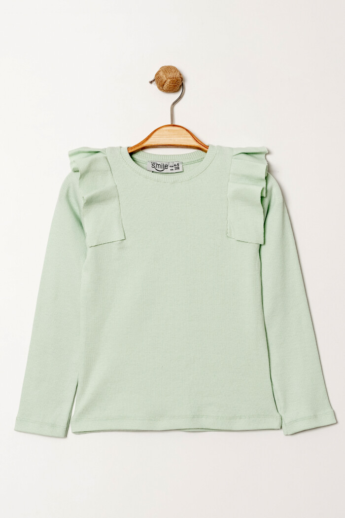 Kız Bebek Mint Omuz Fırfırlı 1-5 Yaş Sweatshirt - 3543-6