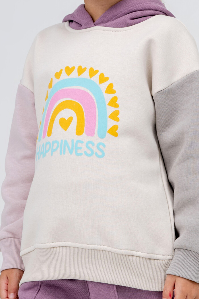 Kız Bebek Mor Kapüşonlu Happines 1-5 Yaş Kız Takım - 3599-1