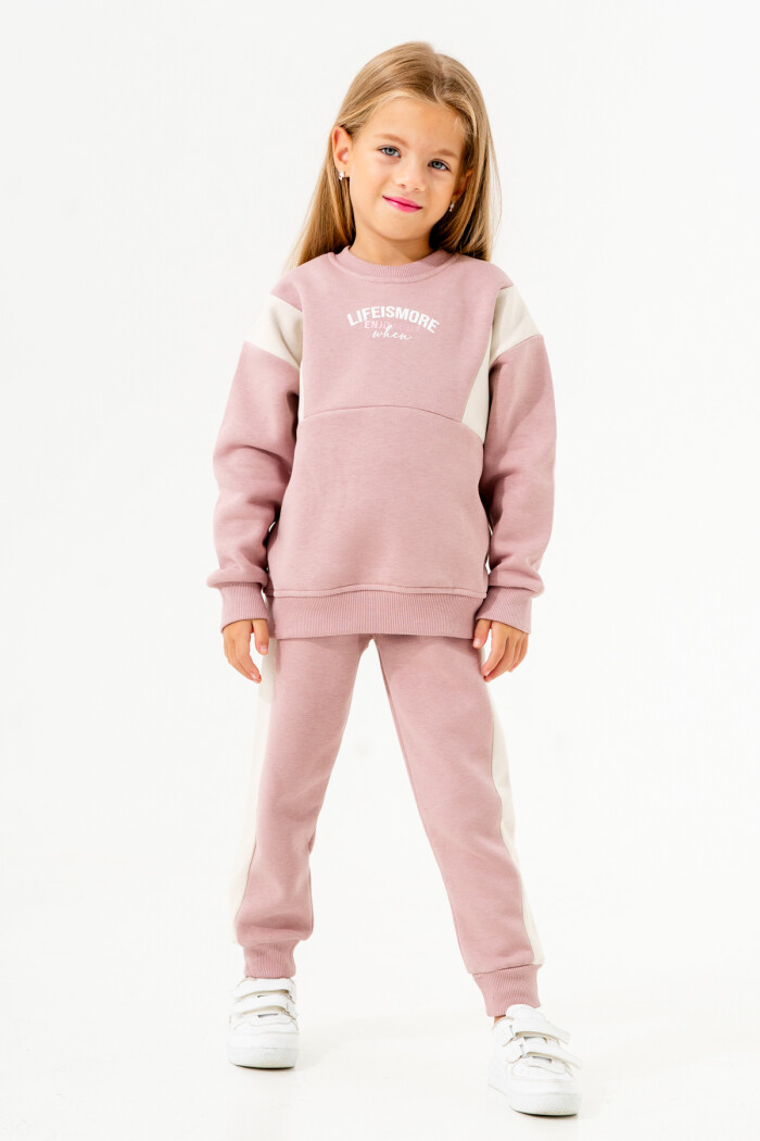 Kız Bebek Pudra Baskılı Parçalı 1-5 Yaş Kız Takım - 3602-1