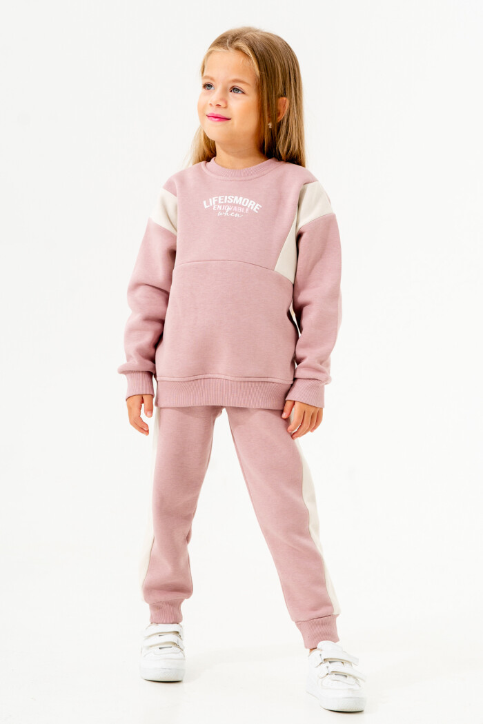 Kız Bebek Pudra Baskılı Parçalı 1-5 Yaş Kız Takım - 3602-1