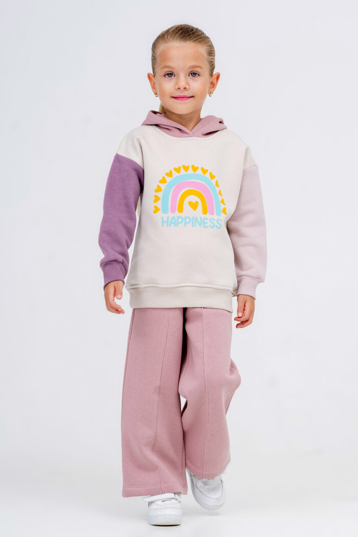 Kız Bebek Pudra Kapüşonlu Happines 1-5 Yaş Kız Takım - 3599-2