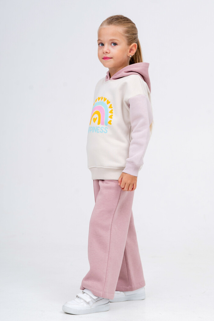 Kız Bebek Pudra Kapüşonlu Happines 1-5 Yaş Kız Takım - 3599-2