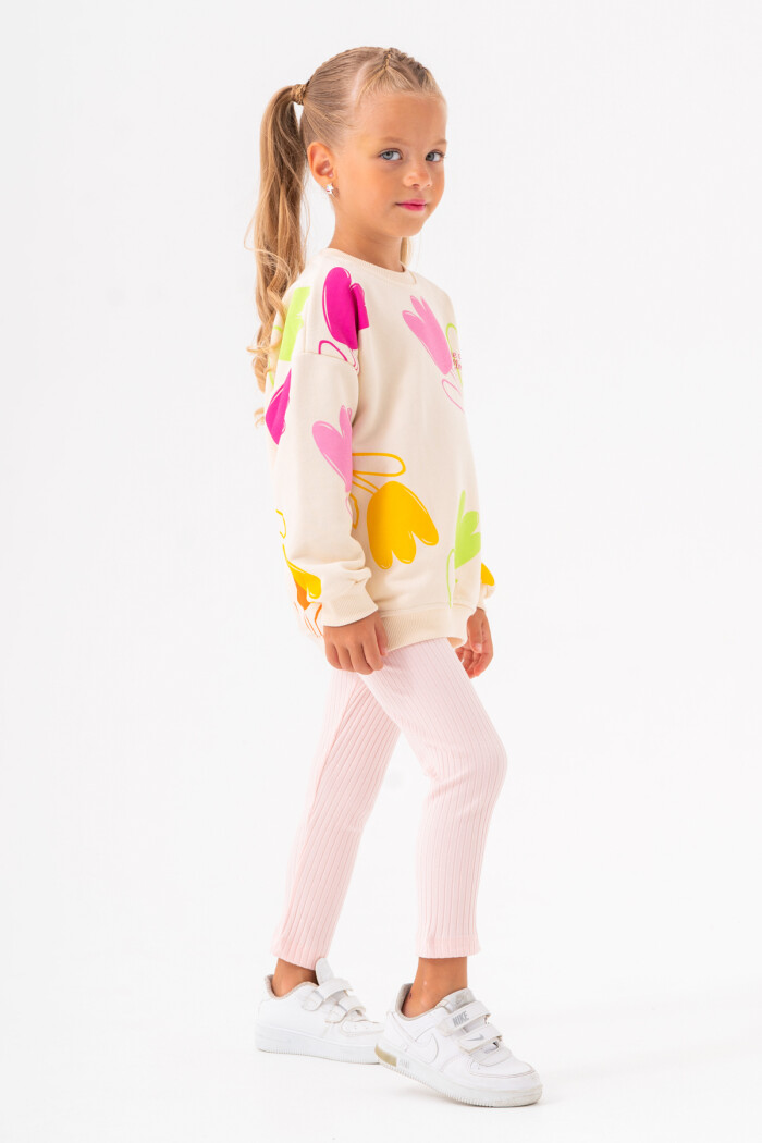 Kız Bebek Somon Bisiklet Yaka Jakar Taytlı 1-5 Yaş - 3589-4