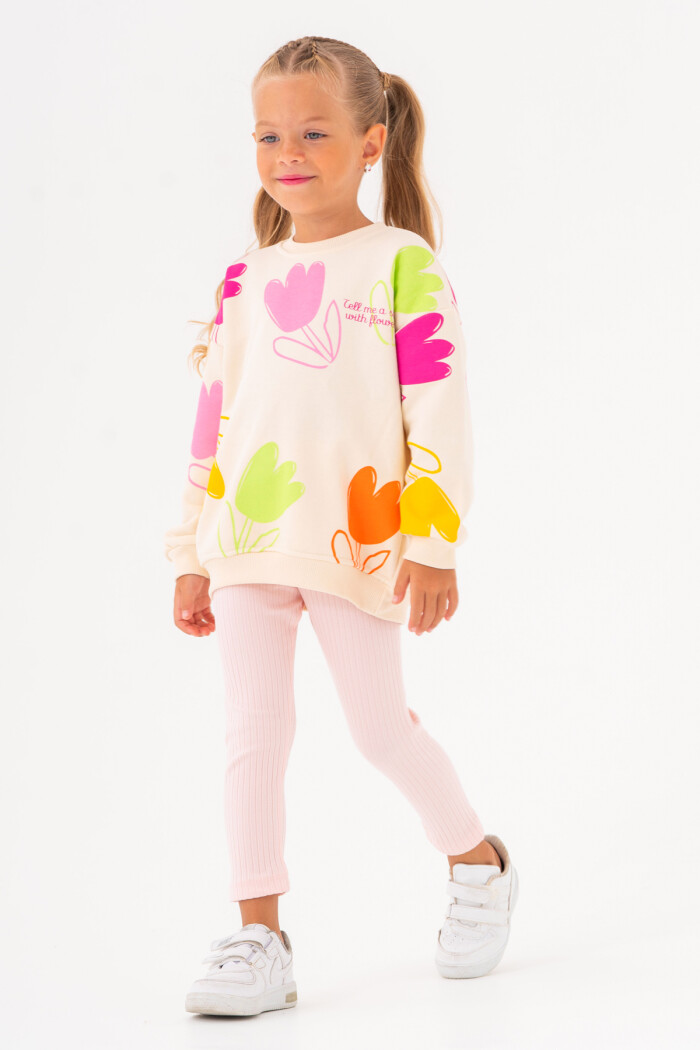 Kız Bebek Somon Bisiklet Yaka Jakar Taytlı 1-5 Yaş - 3589-4