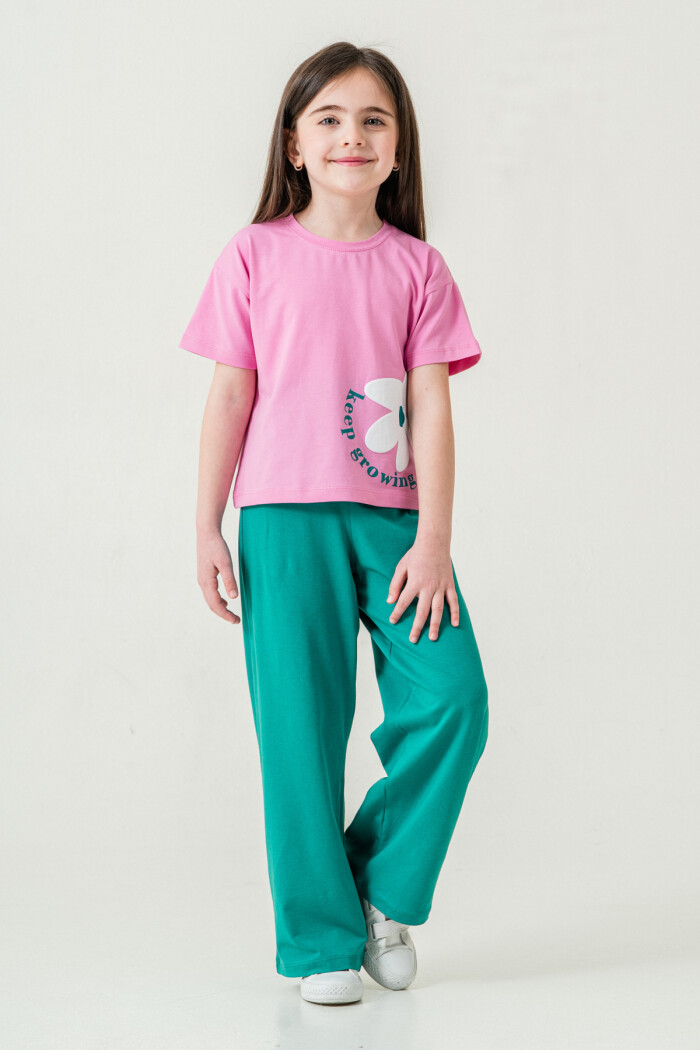 Kız Çocuk Keep Growing Baskılı Takım 3-8 Yaş Pembe 026-3