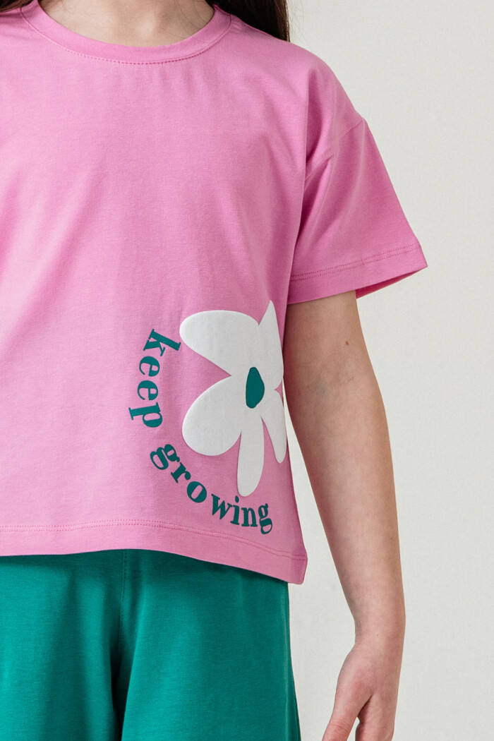 Kız Çocuk Keep Growing Baskılı Takım 3-8 Yaş Pembe 026-3