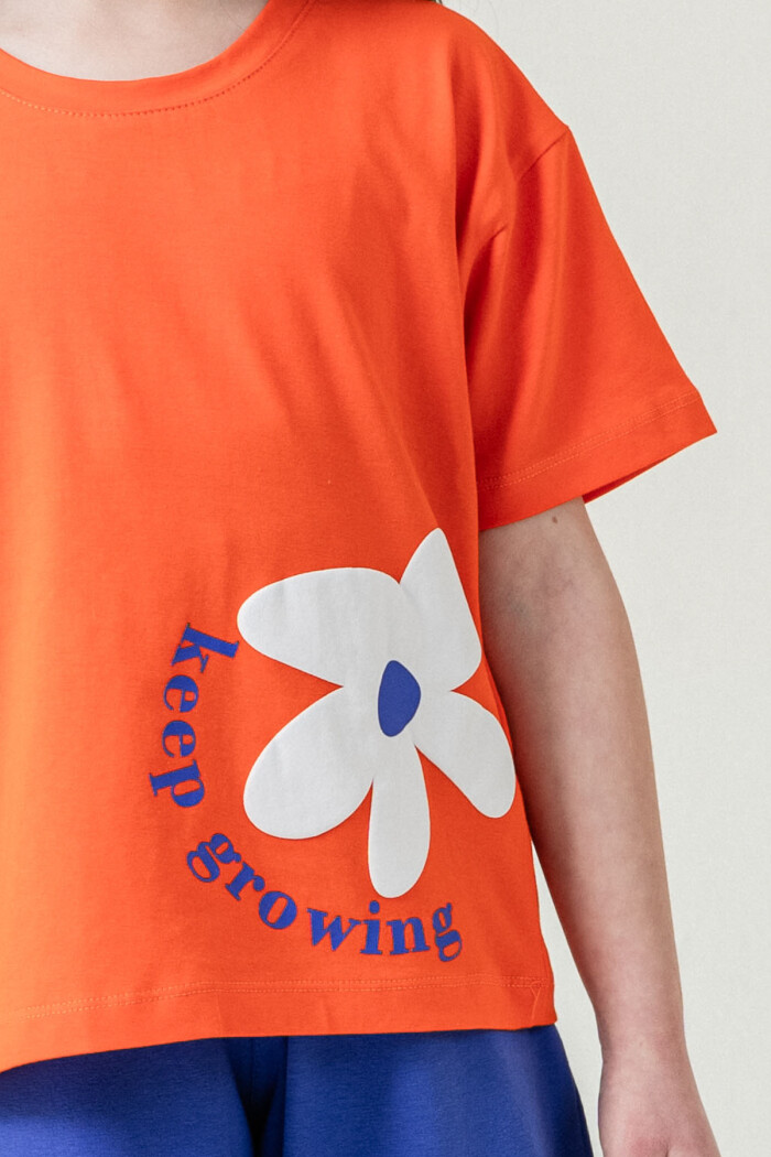 Kız Çocuk Keep Growing Baskılı Takım 3-8 Yaş Turuncu 026-4