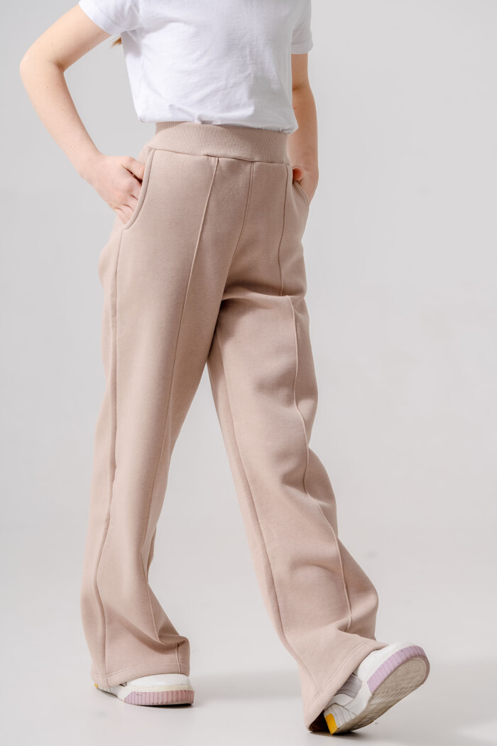 Kız Çocuk Krem Beli Ribanalı 5-9 Yaş Eşofman Altı 3628-4