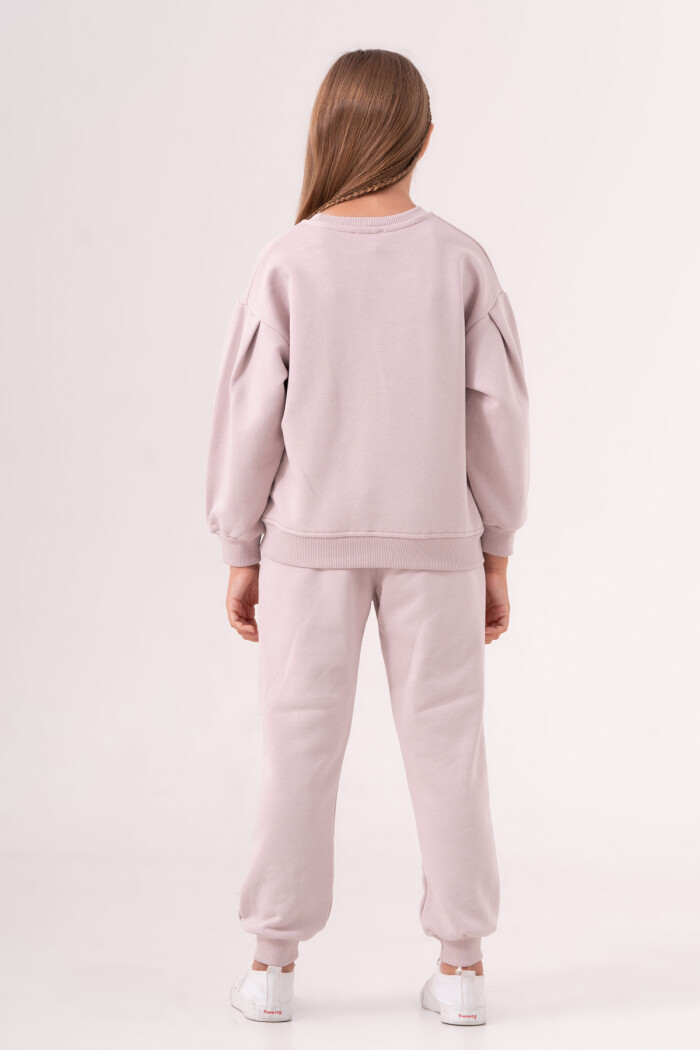 Kız Çocuk Lila Baskılı Ribana Paça 5-9 Yaş Takım - 3573-6