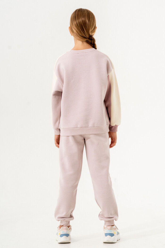 Kız Çocuk Lila Parçalı Bisiklet Yaka 5-9 Yaş Takım -3618-4