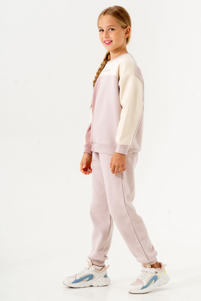 Kız Çocuk Lila Parçalı Bisiklet Yaka 5-9 Yaş Takım -3618-4