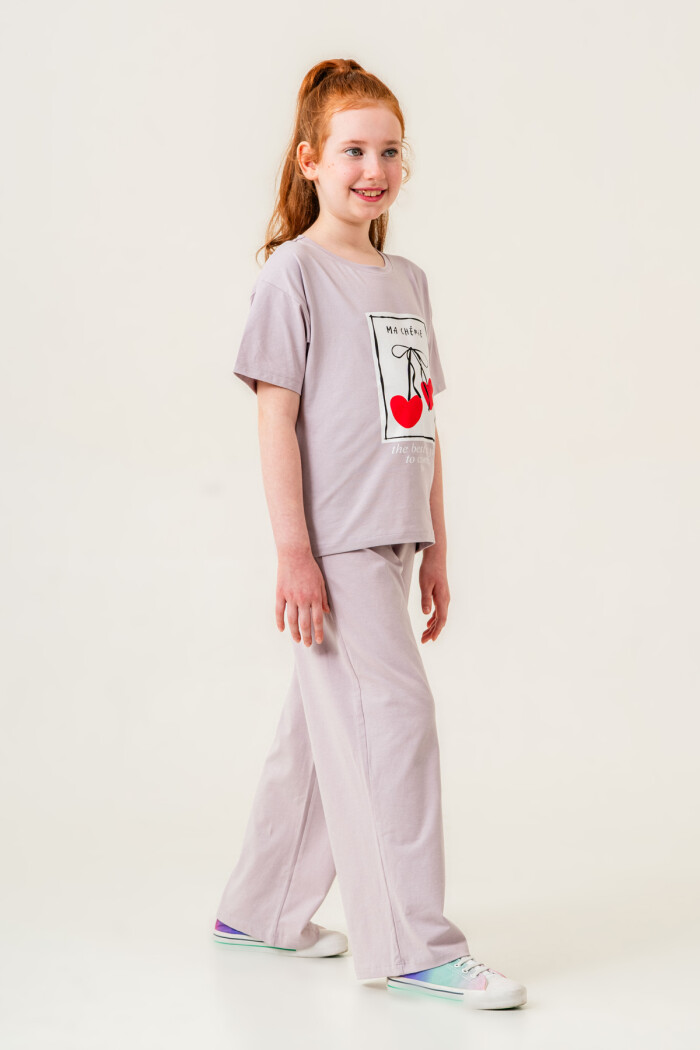 Kız Çocuk Ma Cherie Baskılı Takım 7-12 Yaş Lila 022-3