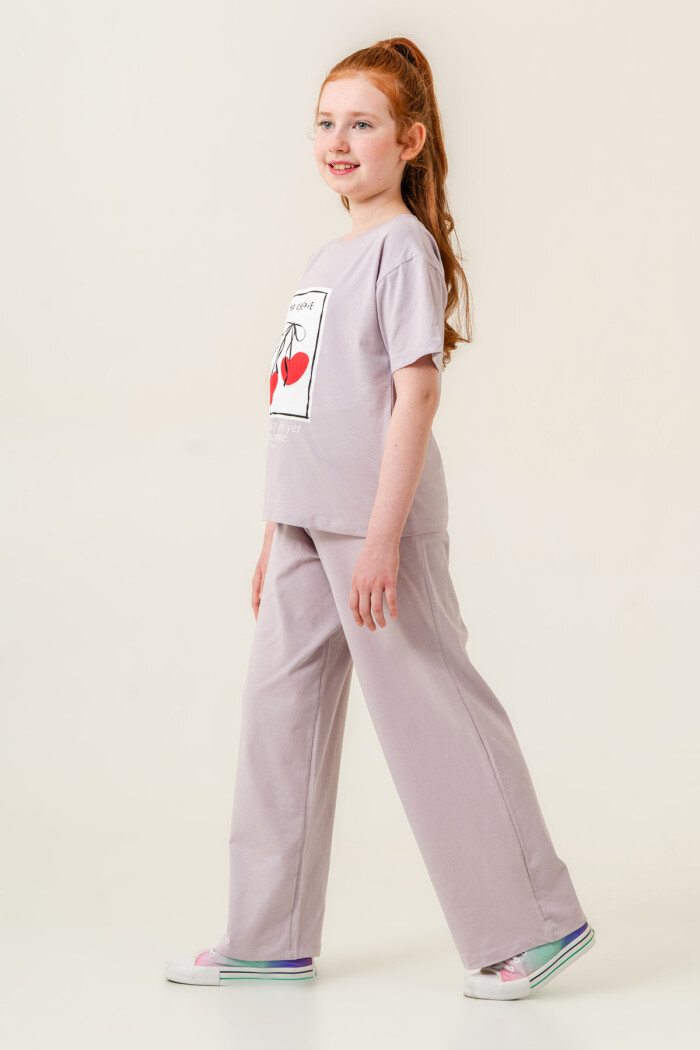 Kız Çocuk Ma Cherie Baskılı Takım 7-12 Yaş Lila 022-3