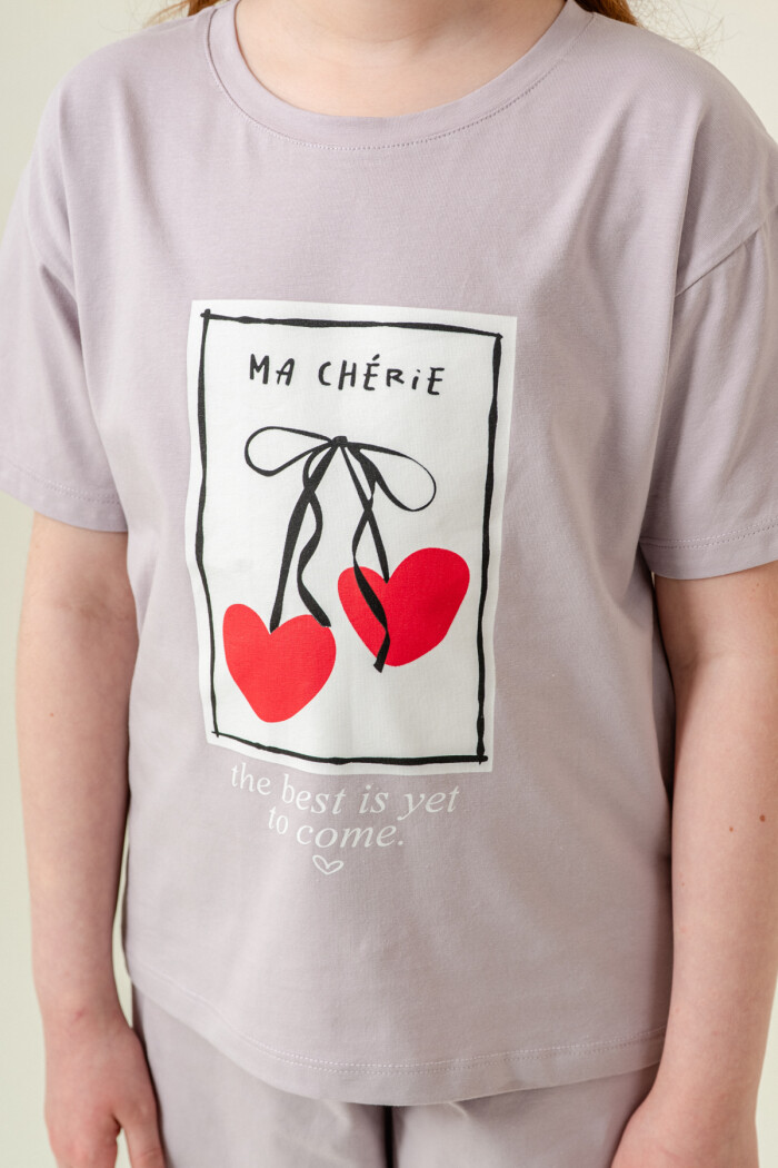 Kız Çocuk Ma Cherie Baskılı Takım 7-12 Yaş Lila 022-3