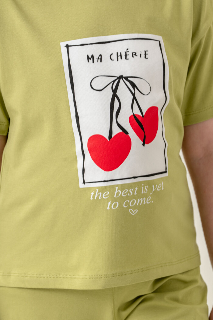 Kız Çocuk Ma Cherie Baskılı Takım 7-12 Yaş Yeşil 022-4