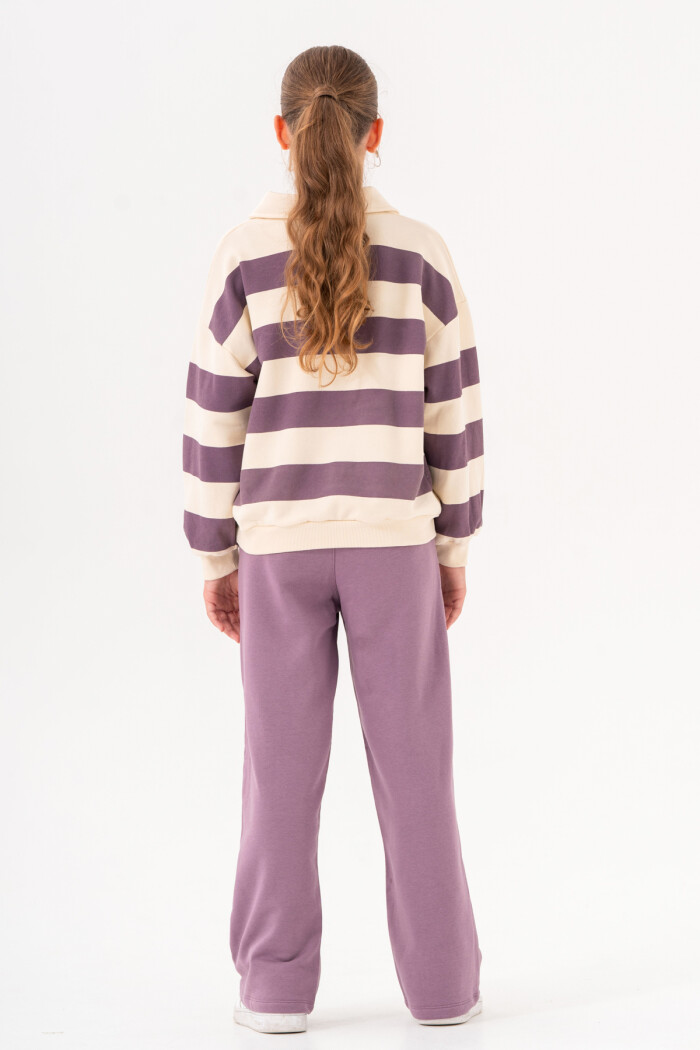 Kız Çocuk Mor Çizgili Yakalı 8-12 Yaş Takım - 3508-7