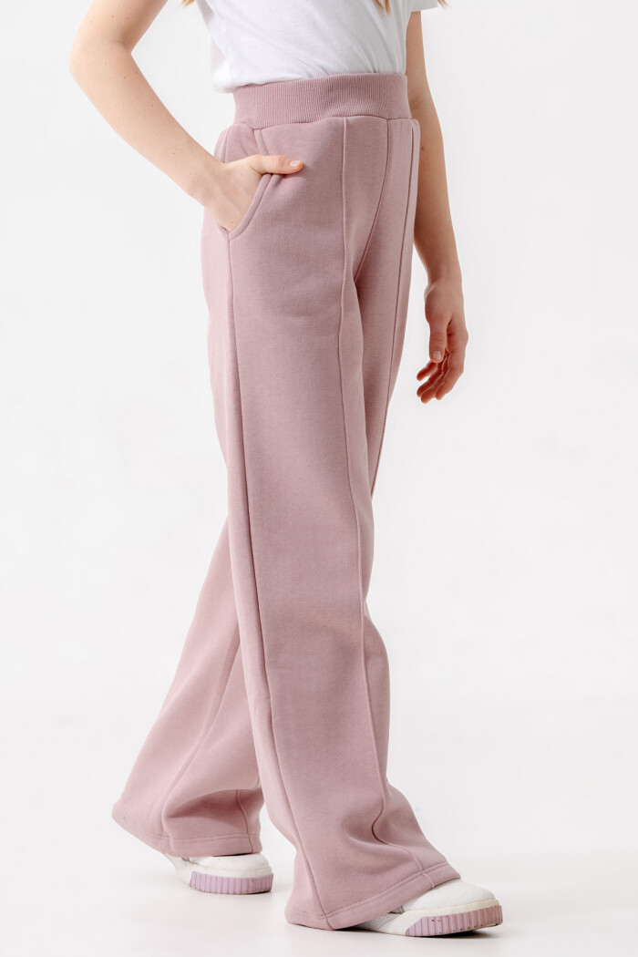 Kız Çocuk Pudra Beli Ribanalı 5-9 Yaş Eşofman Altı 3628-2