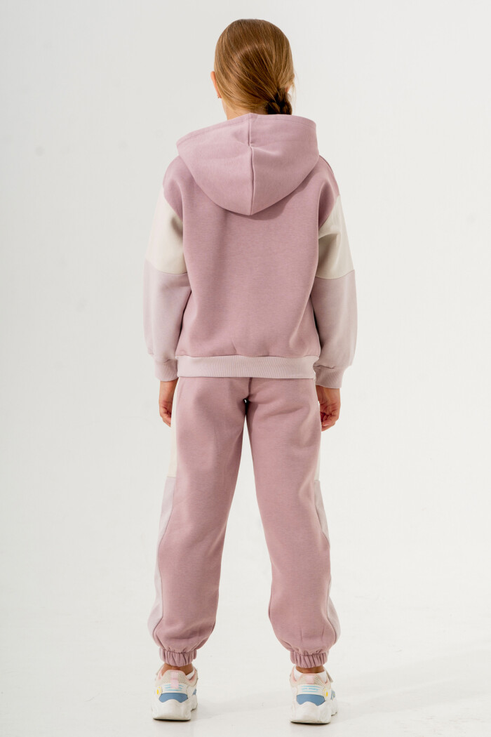 Kız Çocuk Pudra Kanguru Cepli 5-9 Yaş Takım - 3610-3