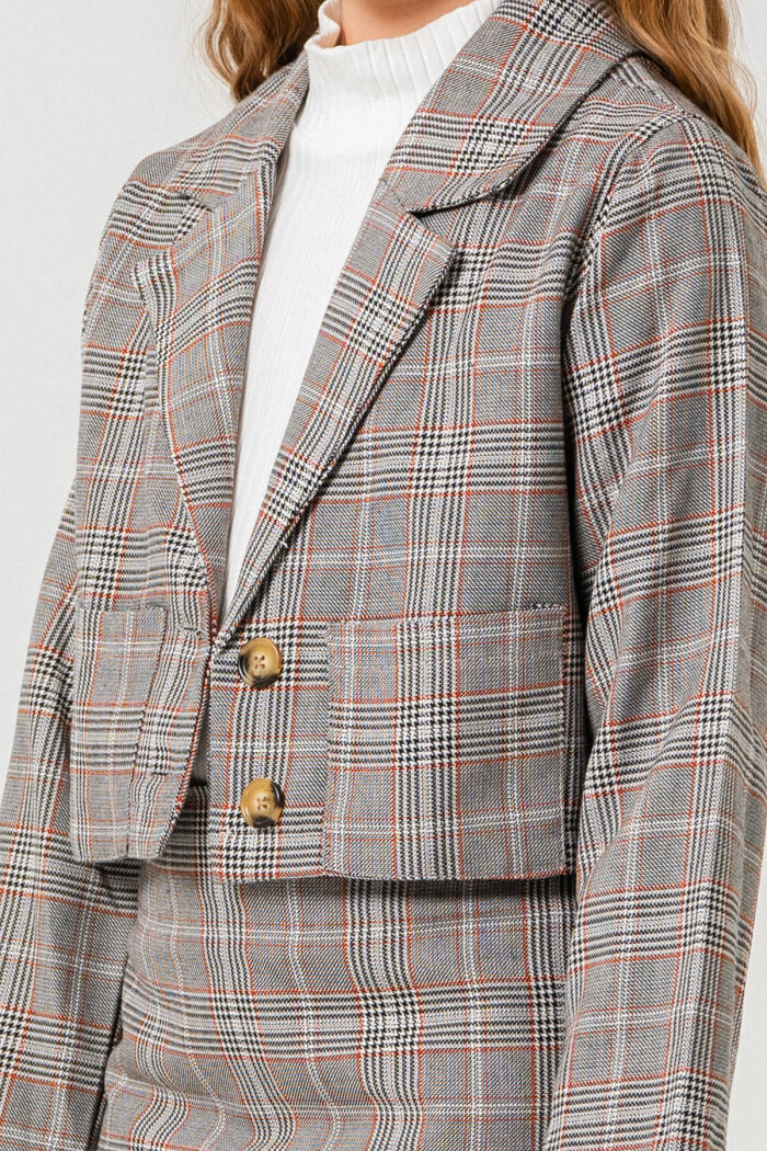 Kruvaze Ceketli Üçlü Etekli Takım 5-9 Yaş Ekru 3759-3