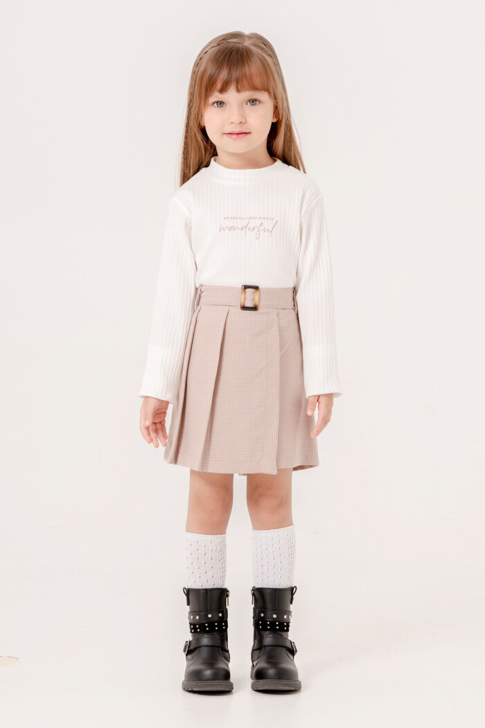 Şort Etekli Kız Çocuk Takım 3-7 Yaş Gül 3736-1