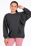 Kız Çocuk Antrasit Bisiklet Yaka Dantel Detaylı 4-12 Yaş Sweatshirt - 23177-1